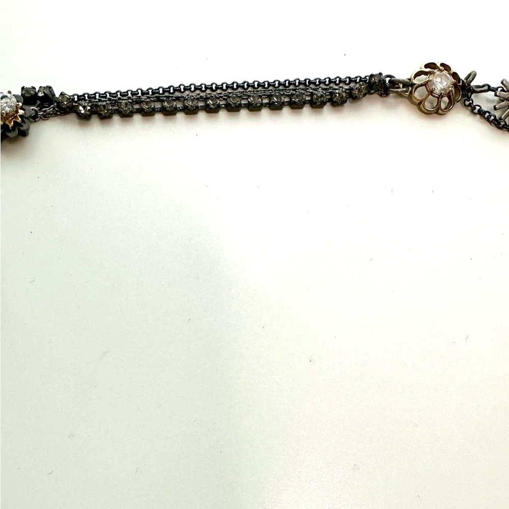 Juicy Couture Chunky Charm Silver Gold Black Tone Crystal Statement Necklace - Picture 13 of 16